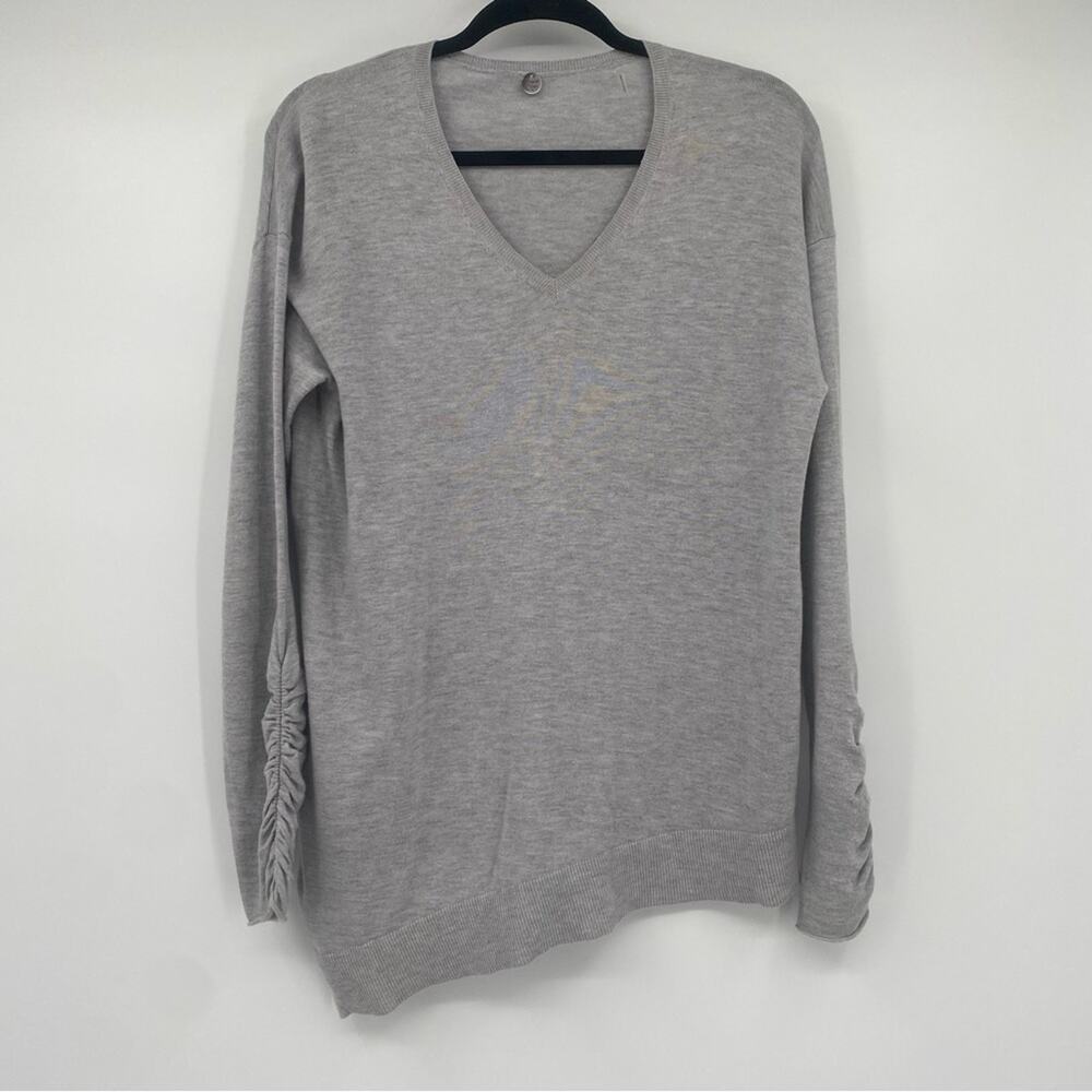 Margaret O'Leary Gray Silk Blend Asymmetrical Pullover Sweater Size Small